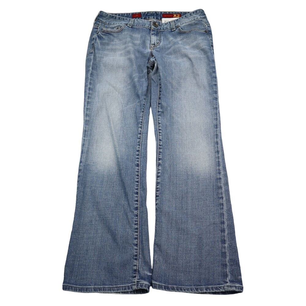 2X Quality Denim Pants Womens 10 Blue Denim Flat Front Boot Mid Rise Jeans